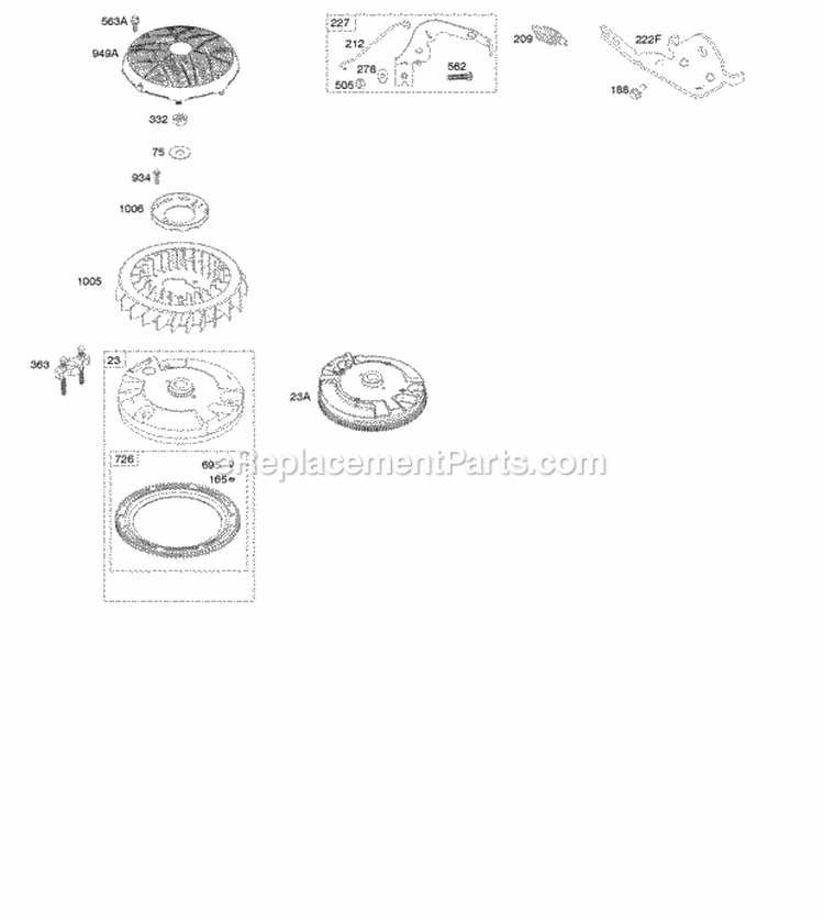 Controls Flywheel Diagram and Parts List for 49G575-1110-E1  Briggs and Stratton Engine